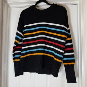 Philosophy Anthropologie Black Striped Crewneck Sweater Size Medium